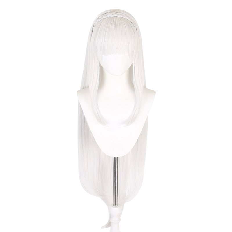 White Smoke Emilia Cosplay Wig - Re:Zero (Silver White Long with Braid) (FEVERCOS)