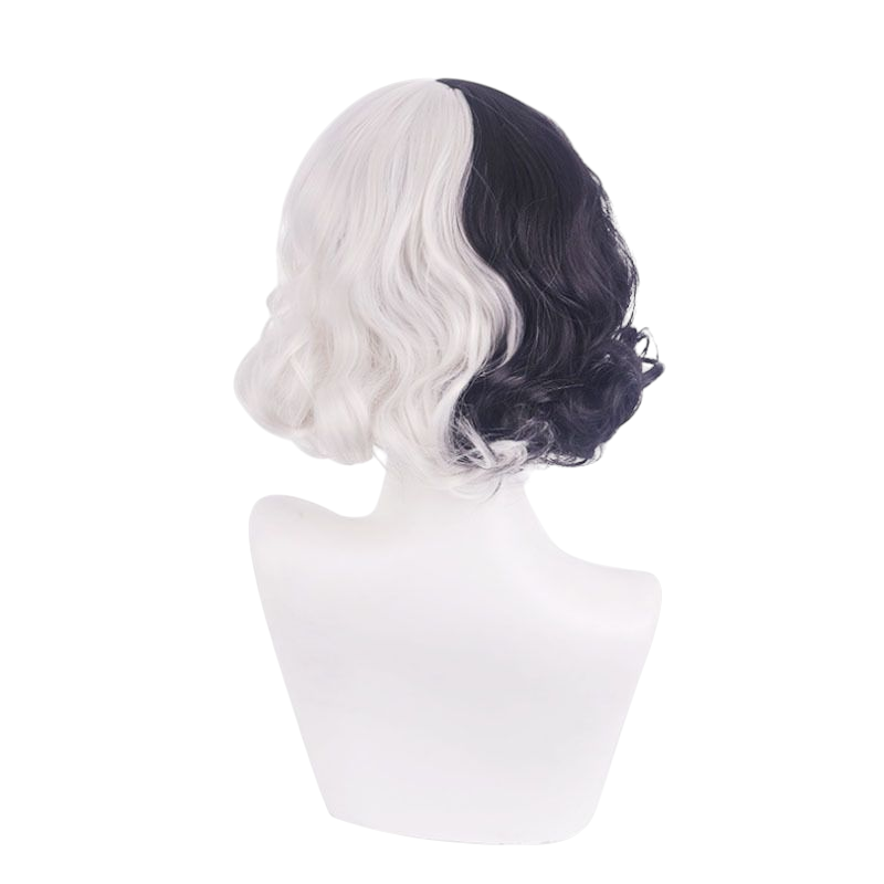 Lavender Cruella de Vil Cosplay Wig - Classic / 2021 Movie (Split Black & White) (FEVERCOS) 101 Dalmatian