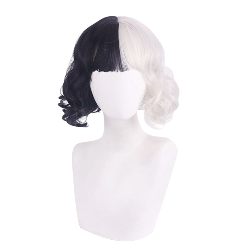 Lavender Cruella de Vil Cosplay Wig - Classic / 2021 Movie (Split Black & White) (FEVERCOS) 101 Dalmatian