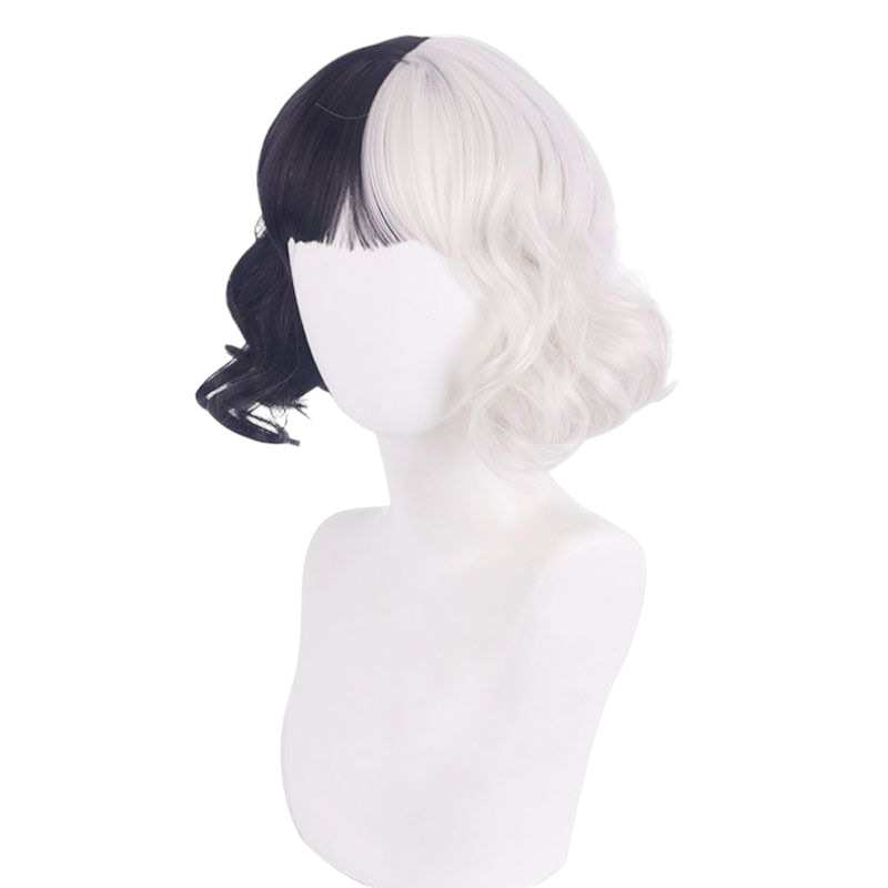 Lavender Cruella de Vil Cosplay Wig - Classic / 2021 Movie (Split Black & White) (FEVERCOS) 101 Dalmatian