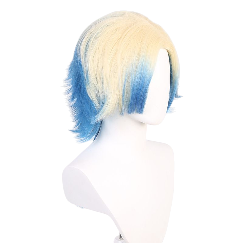 Beige Michael Kaiser Cosplay Wig - Blue Lock (Blonde/Blue Gradient Mullet) (FEVERCOS)
