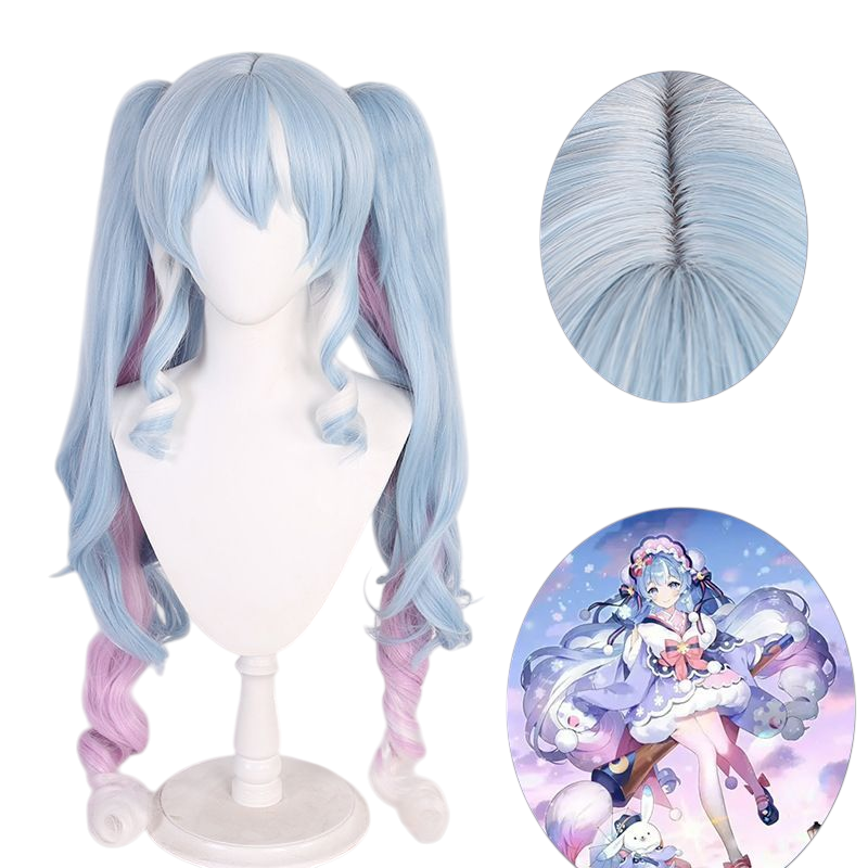 Light Gray Snow Miku 2023 (Serene Winter) Cosplay Wig - Vocaloid (Pastel Gradient) (FEVERCOS)