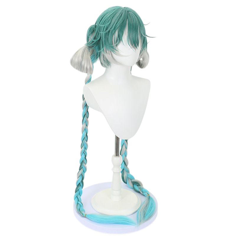 Lavender Hatsune Miku "Little Zombie" (Jiangshi) Cosplay Wig - Vocaloid (Teal Twin Tails) (FEVERCOS)