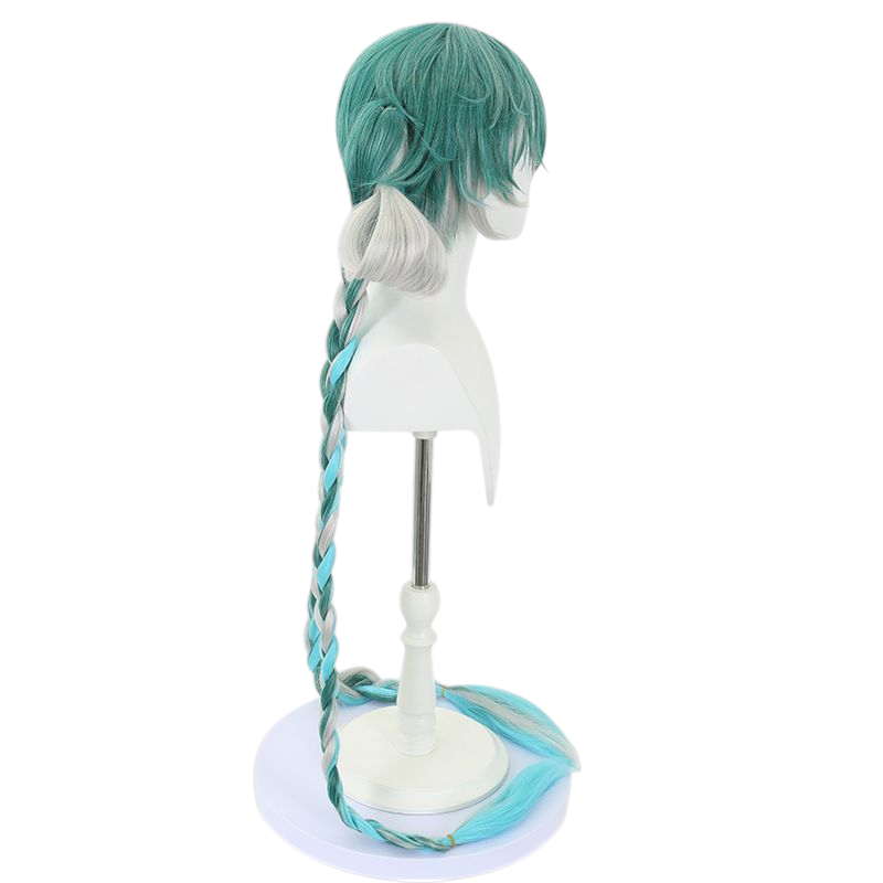 Light Gray Hatsune Miku "Little Zombie" (Jiangshi) Cosplay Wig - Vocaloid (Teal Twin Tails) (FEVERCOS)
