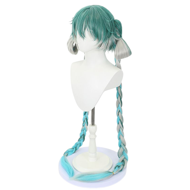 Lavender Hatsune Miku "Little Zombie" (Jiangshi) Cosplay Wig - Vocaloid (Teal Twin Tails) (FEVERCOS)
