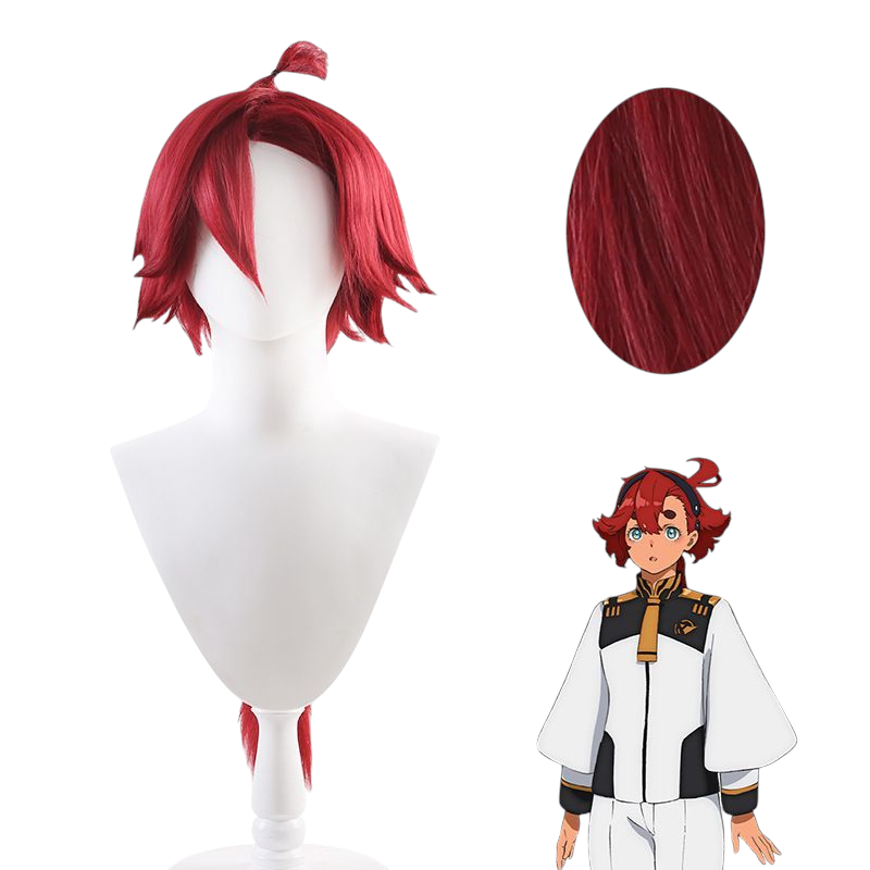 Light Gray Suletta Mercury Cosplay Wig - Gundam: Witch from Mercury (Red/Scarlet) (FEVERCOS)
