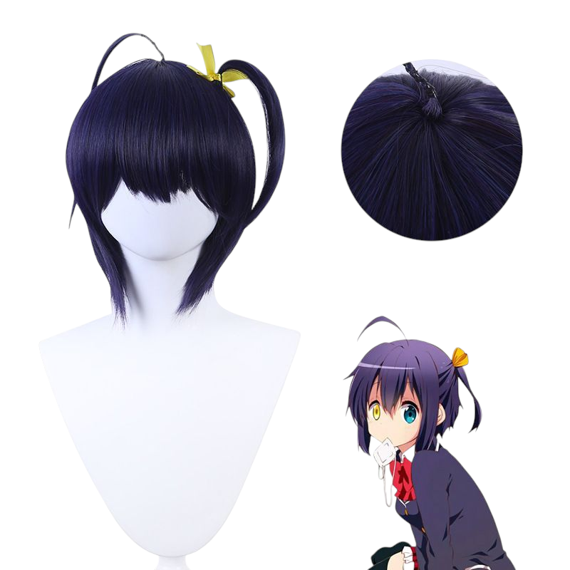 Dark Slate Gray Rikka Takanashi Cosplay Wig - Chuunibyou (Dark Blue Ahoge) (FEVERCOS)