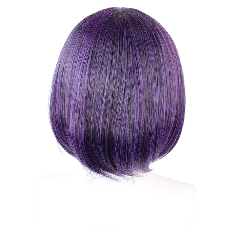 Dim Gray Midari Ikishima Cosplay Wig - Kakegurui (Black/Purple Bob) (FEVERCOS)