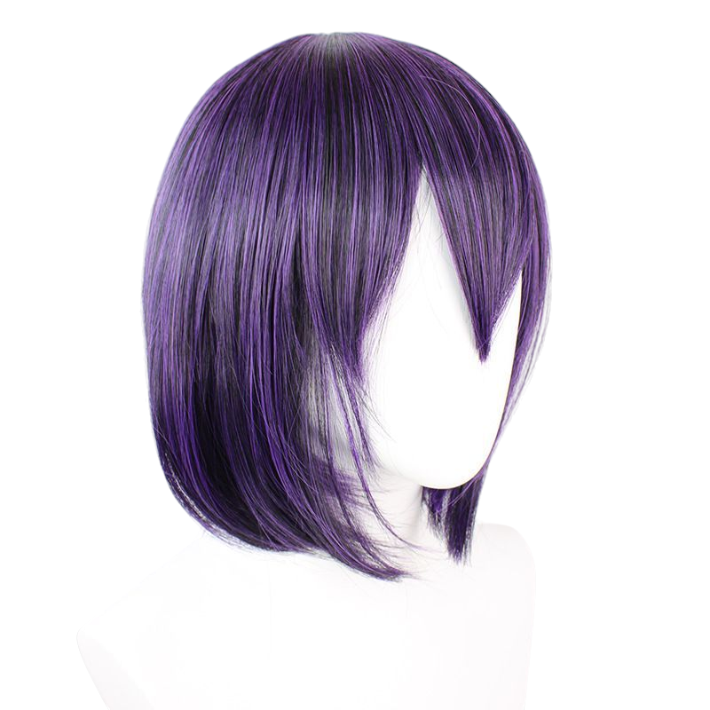 Dark Slate Blue Midari Ikishima Cosplay Wig - Kakegurui (Black/Purple Bob) (FEVERCOS)