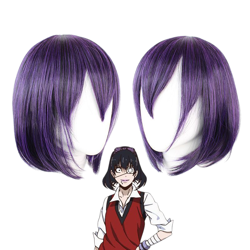 Dark Slate Gray Midari Ikishima Cosplay Wig - Kakegurui (Black/Purple Bob) (FEVERCOS)