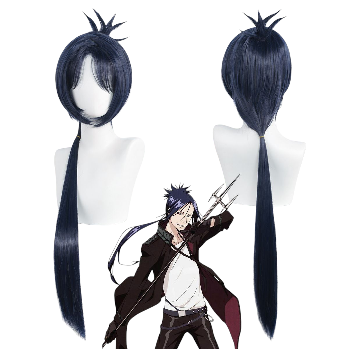 Dark Slate Gray Mukuro Rokudo (10 Years Later) Cosplay Wig - Hitman Reborn! (Long Blue-Black) (FEVERCOS)
