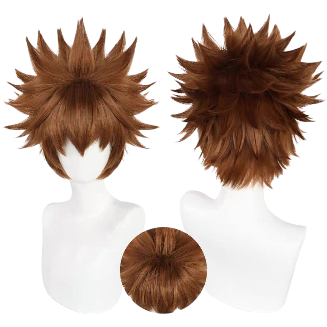 White Smoke Tsuna Sawada Cosplay Wig - Katekyo Hitman Reborn! (Spiky Brown) (FEVERCOS)