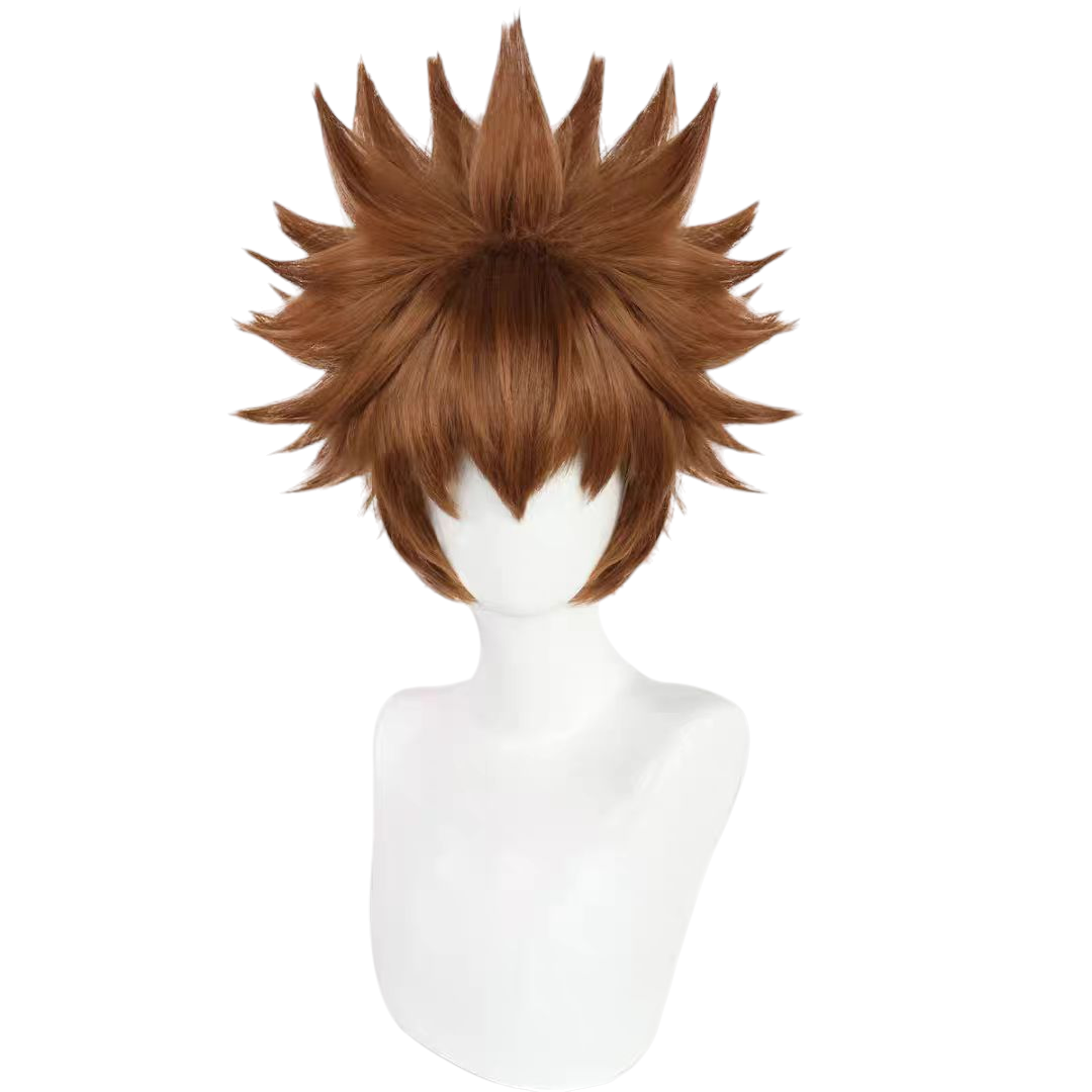 White Smoke Tsuna Sawada Cosplay Wig - Katekyo Hitman Reborn! (Spiky Brown) (FEVERCOS)