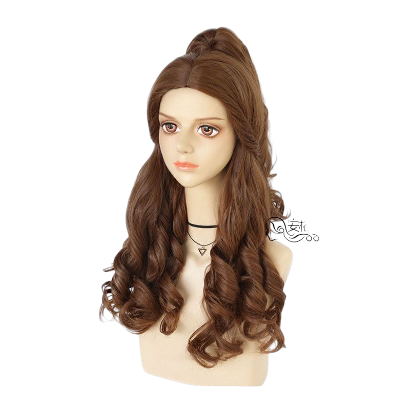 Dark Olive Green Belle Cosplay Wig - Beauty and the Beast (Brown Spiral Curls) (FEVERCOS)