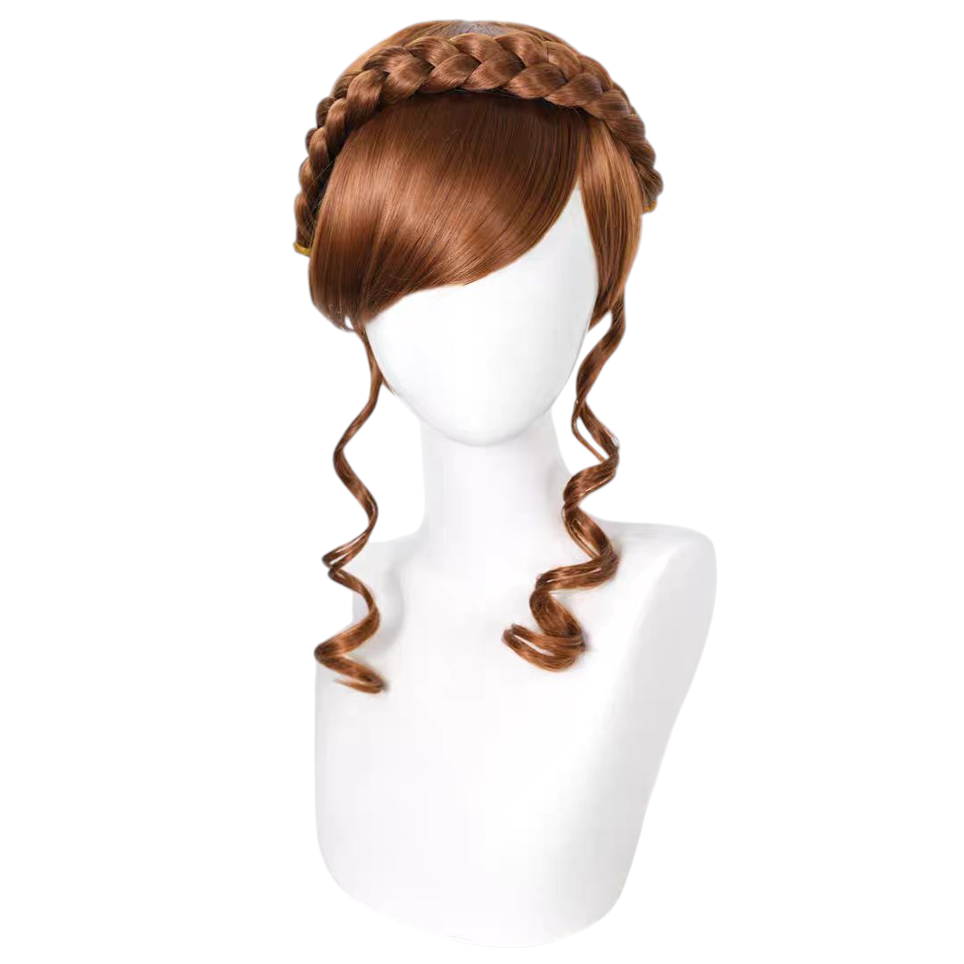 Saddle Brown Queen Anna Cosplay Wig - Frozen 2 Epilogue (Braided Bun) (FEVERCOS)