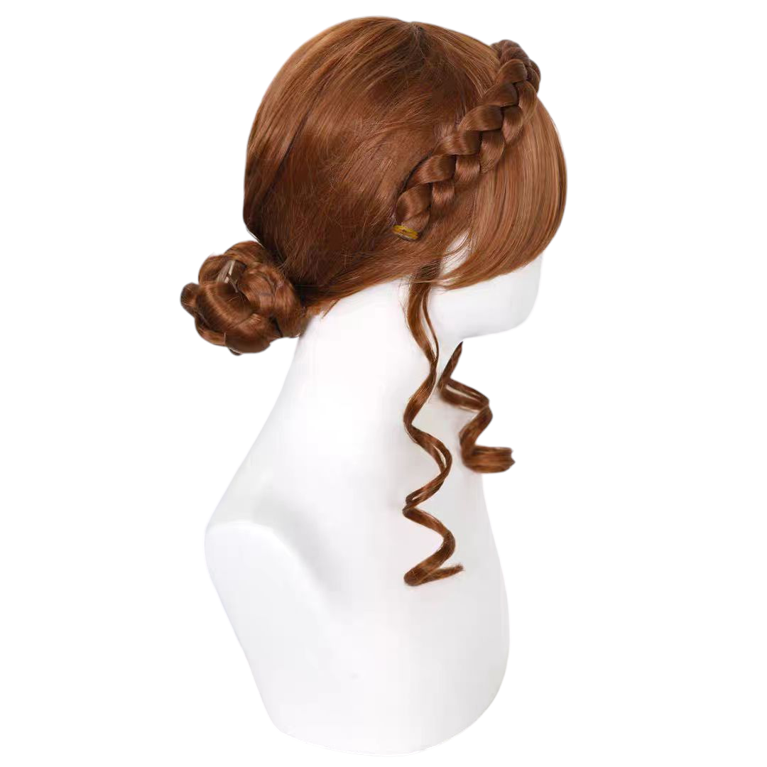White Smoke Queen Anna Cosplay Wig - Frozen 2 Epilogue (Braided Bun) (FEVERCOS)
