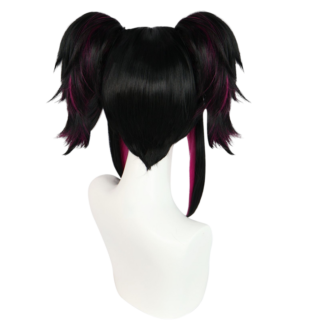 Black Juri Han Cosplay Wig - Street Fighter 6 (Black/Pink Highlights) (FEVERCOS)