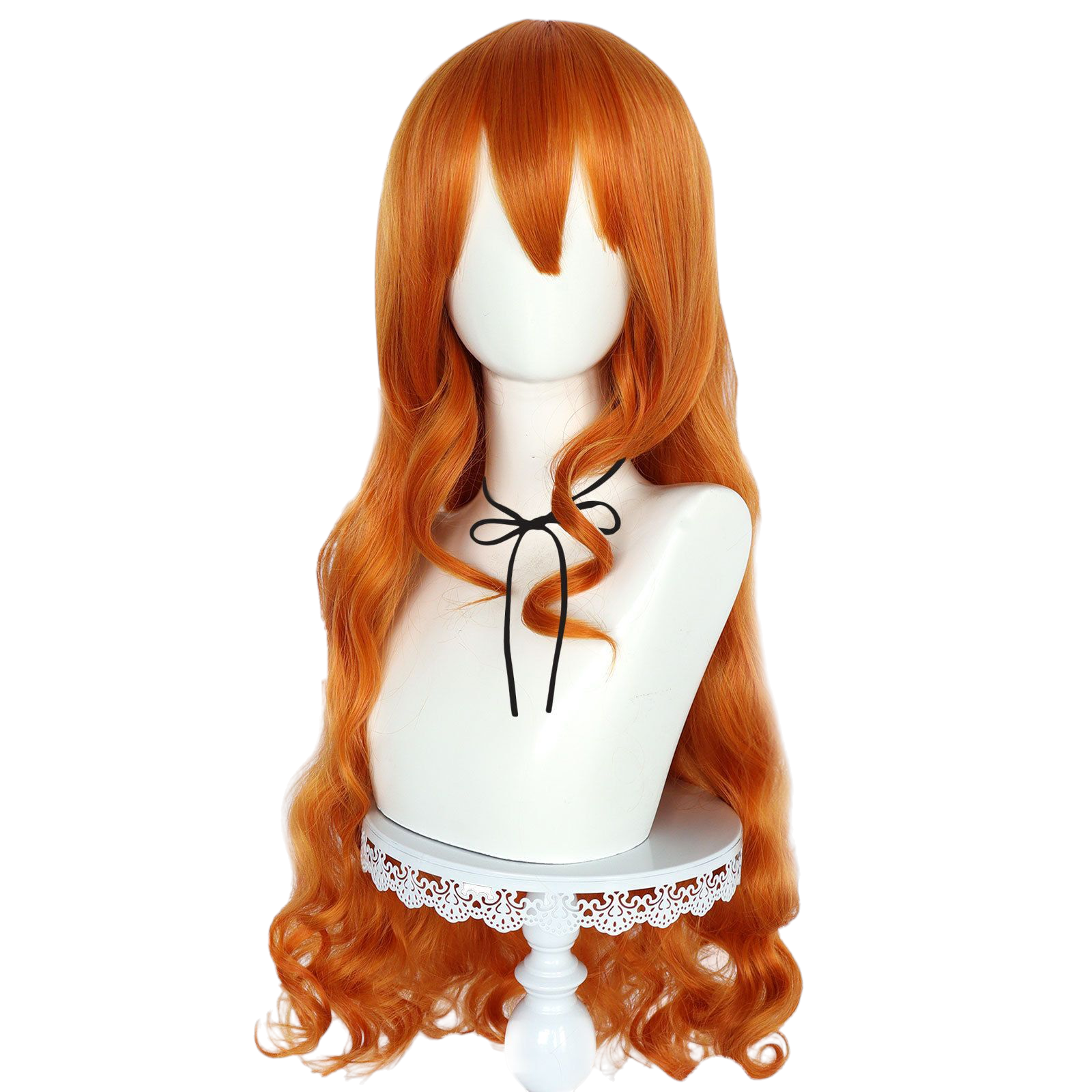 Antique White Nami (New World) Cosplay Wig - One Piece (100cm Orange Wavy) (FEVERCOS)