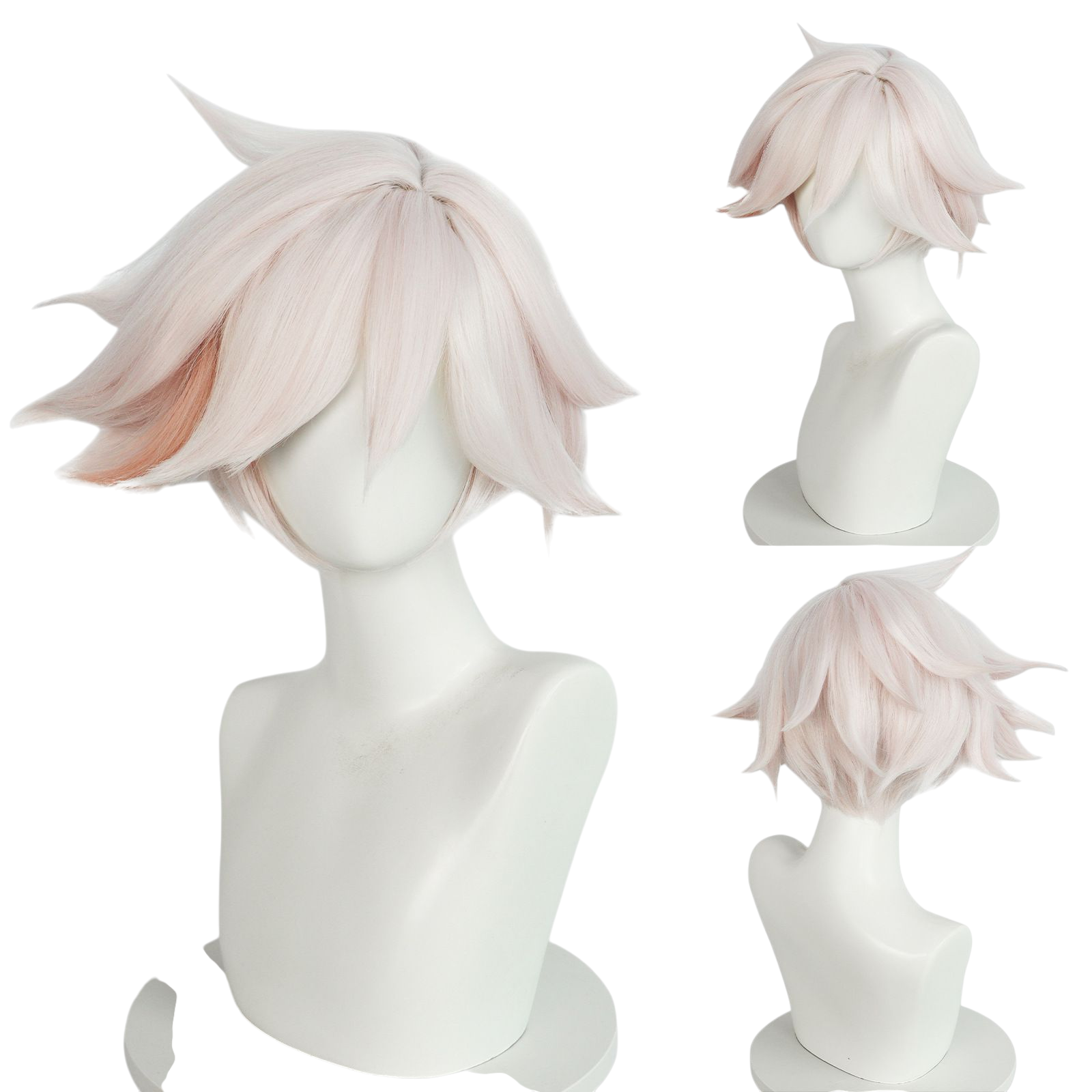 Light Gray Angel Dust Cosplay Wig - Hazbin Hotel (White Styled/Highlights) (FEVERCOS)