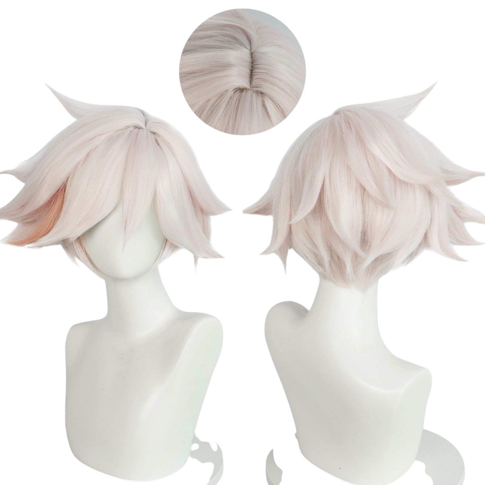 Light Gray Angel Dust Cosplay Wig - Hazbin Hotel (White Styled/Highlights) (FEVERCOS)