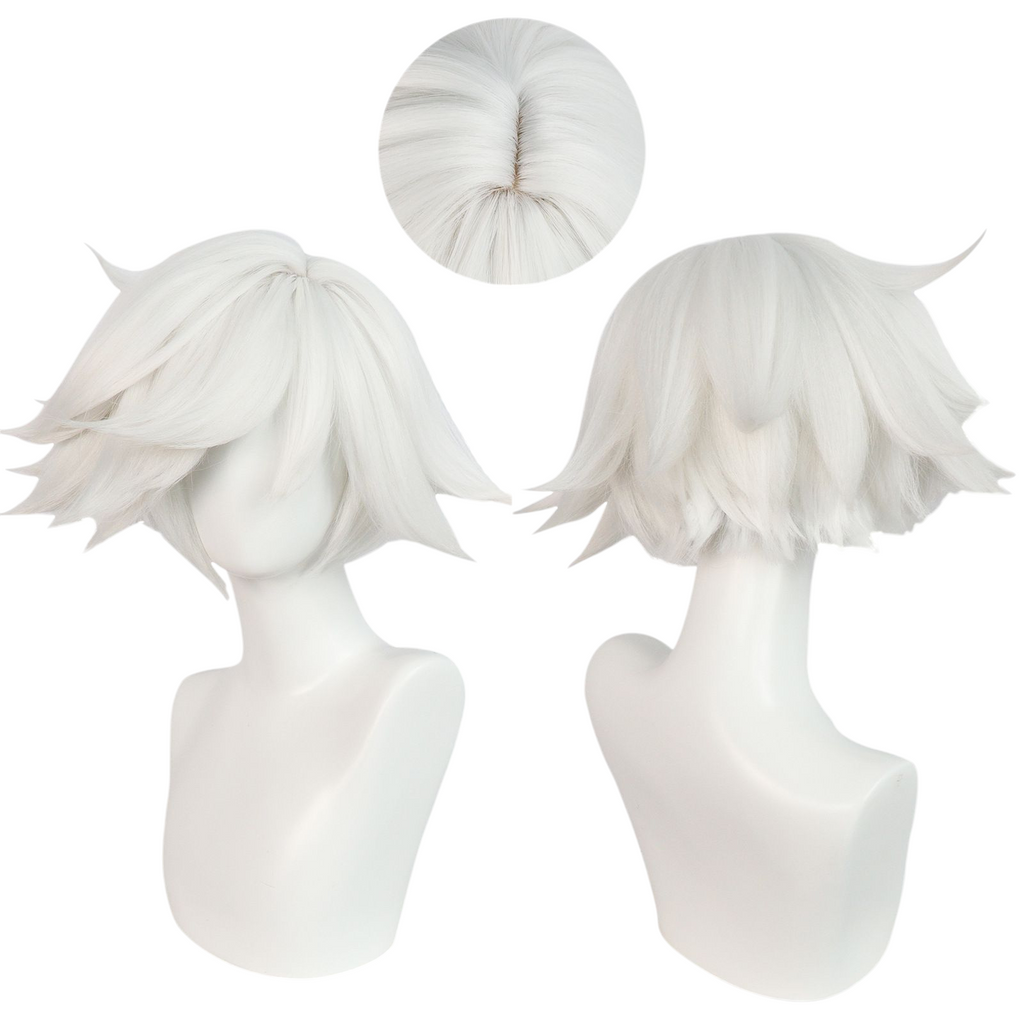 Light Gray Angel Dust (Premium) Cosplay Wig - Hazbin Hotel (White Skin Top) (FEVERCOS)