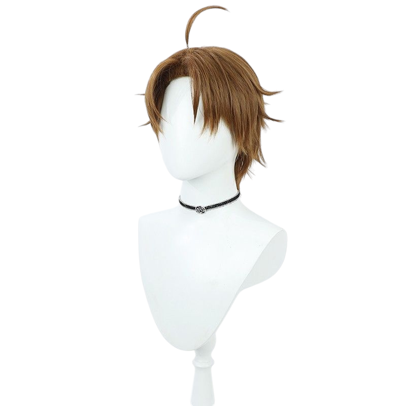 White Smoke Rudeus Greyrat (Young) Cosplay Wig - Mushoku Tensei (Brown Short/Ahoge) (FEVERCOS)