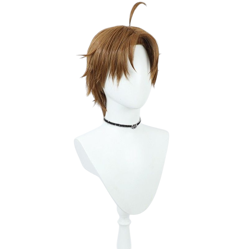 White Smoke Rudeus Greyrat (Young) Cosplay Wig - Mushoku Tensei (Brown Short/Ahoge) (FEVERCOS)