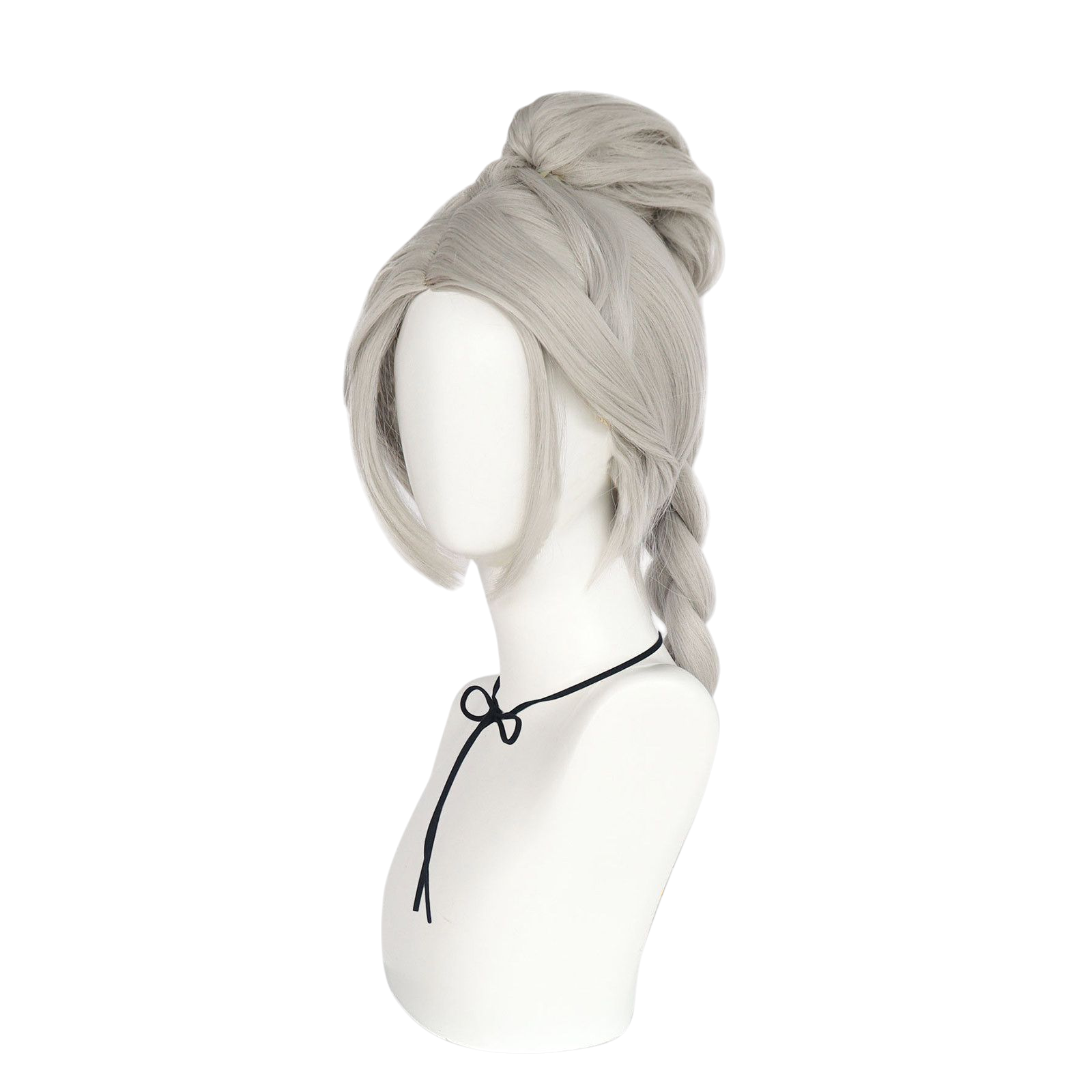 Light Gray Shadowheart Cosplay Wig - Baldur's Gate 3 (Black Braid/Ponytail) (FEVERCOS)