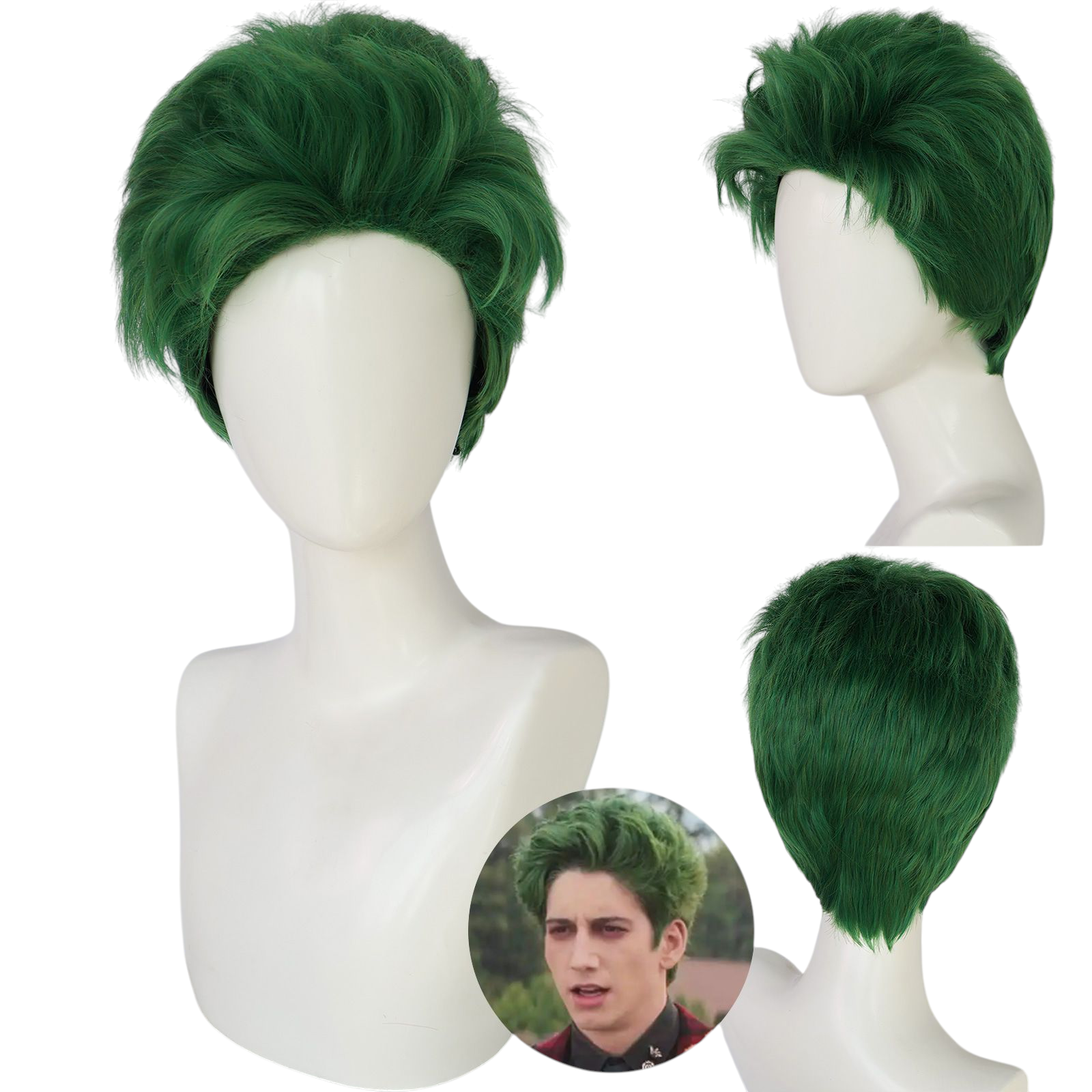 Light Gray Zed Cosplay Wig - Z-O-M-B-I-E-S / Zombies 4 (Green Short) (FEVERCOS)