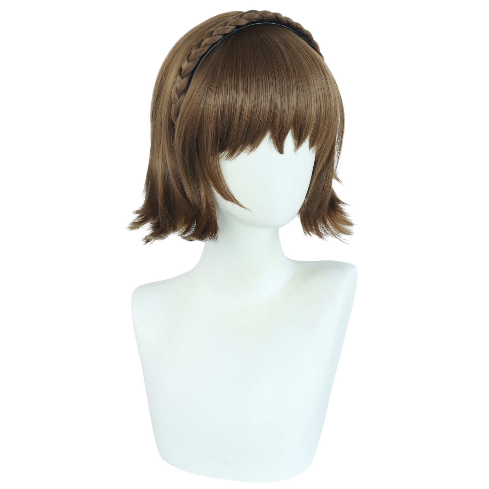 Lavender Makoto Niijima (Queen) Cosplay Wig - Persona 5 (Brown Braid/Bob) (FEVERCOS)