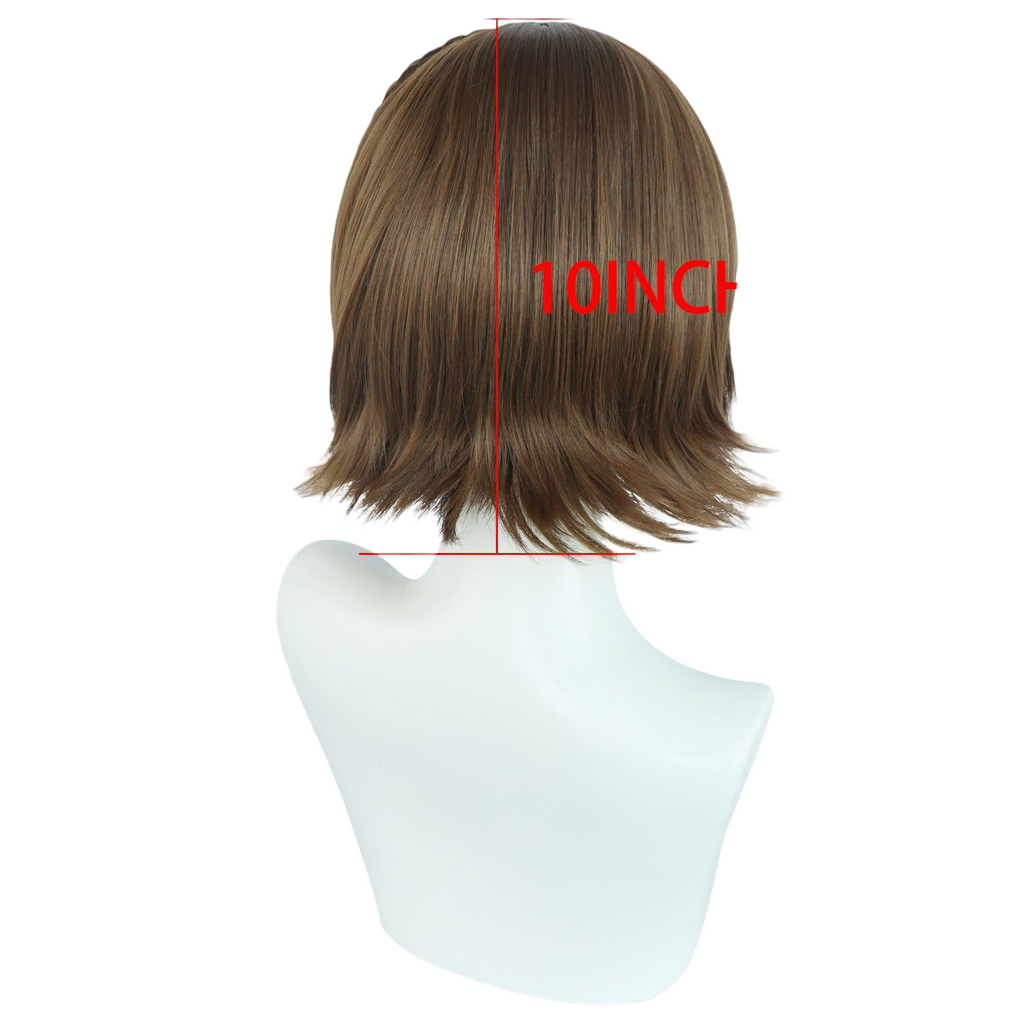 Dark Olive Green Makoto Niijima (Queen) Cosplay Wig - Persona 5 (Brown Braid/Bob) (FEVERCOS)