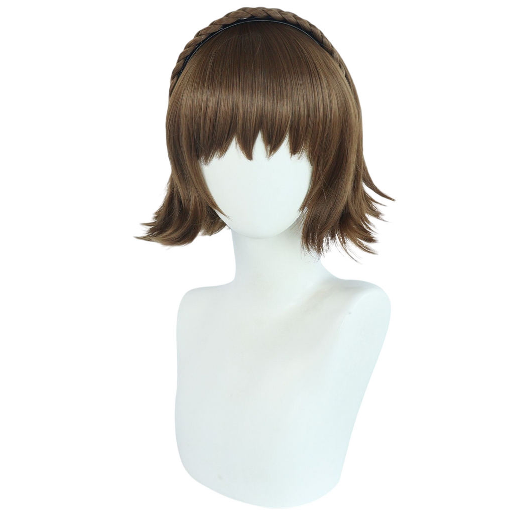 Lavender Makoto Niijima (Queen) Cosplay Wig - Persona 5 (Brown Braid/Bob) (FEVERCOS)