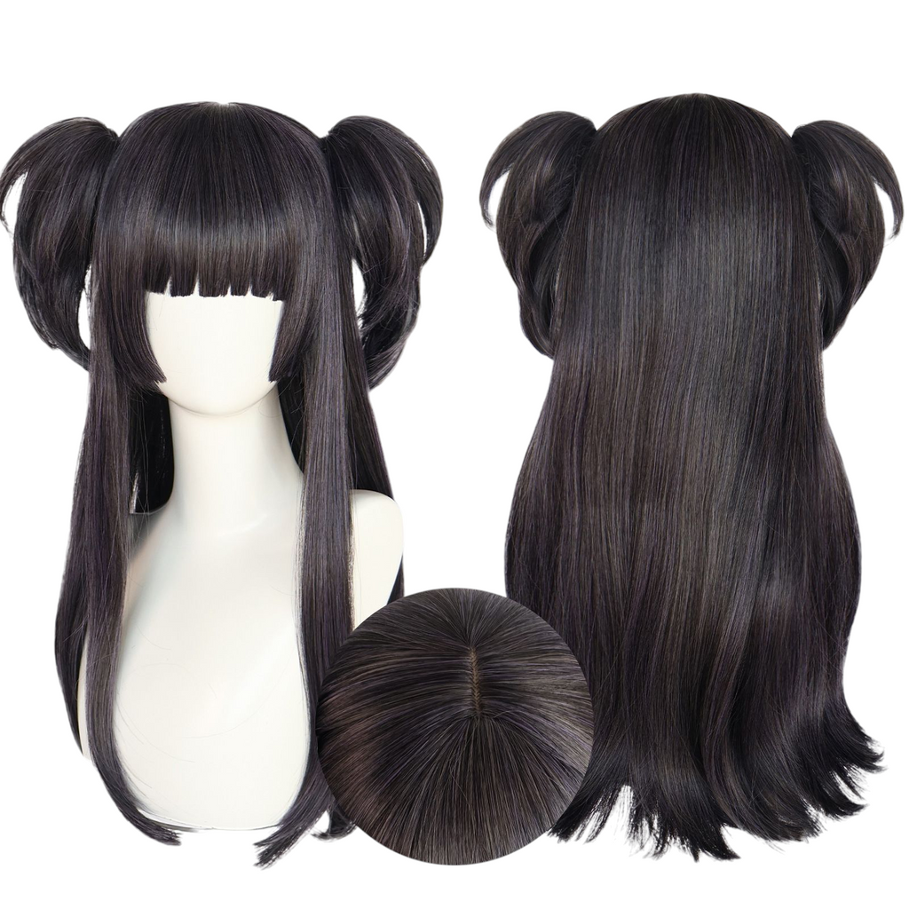 Dark Slate Gray Fuyuko Mayuzumi Cosplay Wig - Idolmaster Shiny Colors (Black Twin Clips) (FEVERCOS) The Idolmaster Shiny Colors
