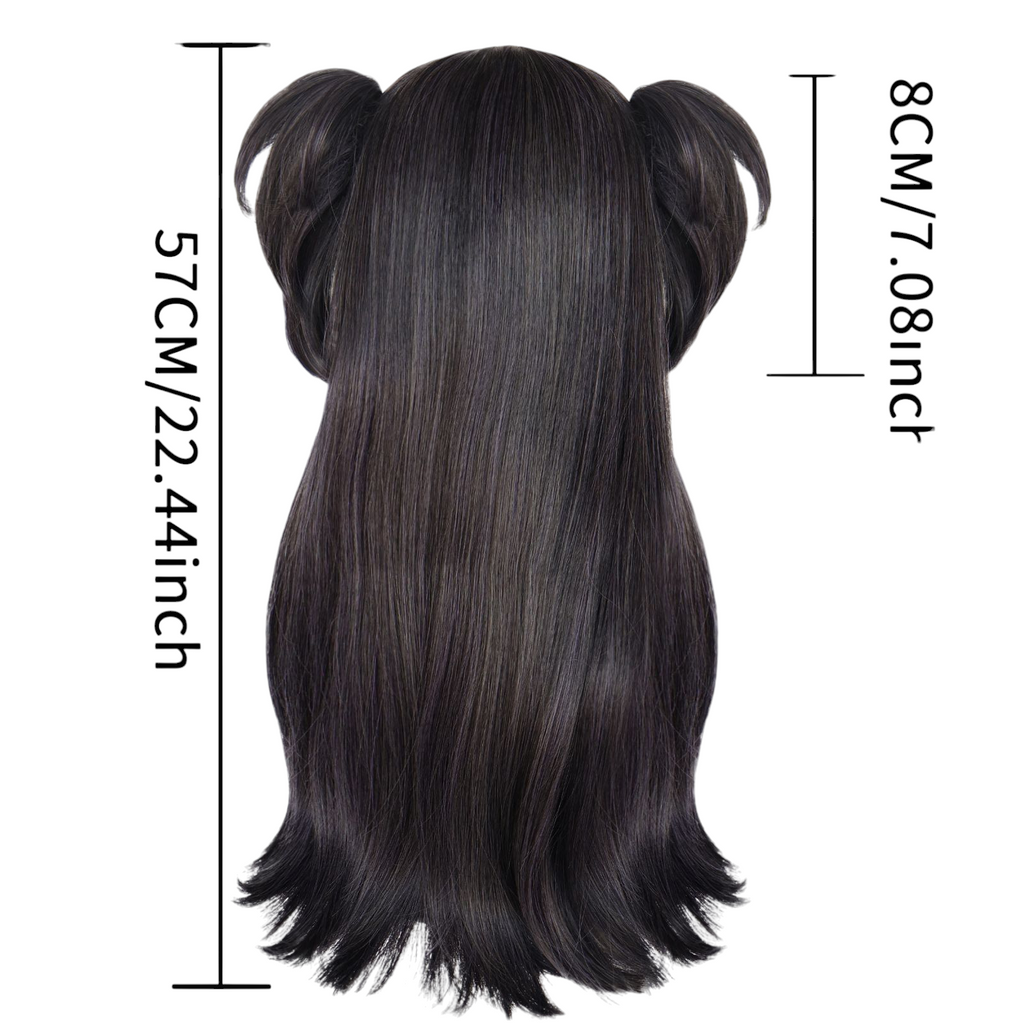 Dark Slate Gray Fuyuko Mayuzumi Cosplay Wig - Idolmaster Shiny Colors (Black Twin Clips) (FEVERCOS) The Idolmaster Shiny Colors