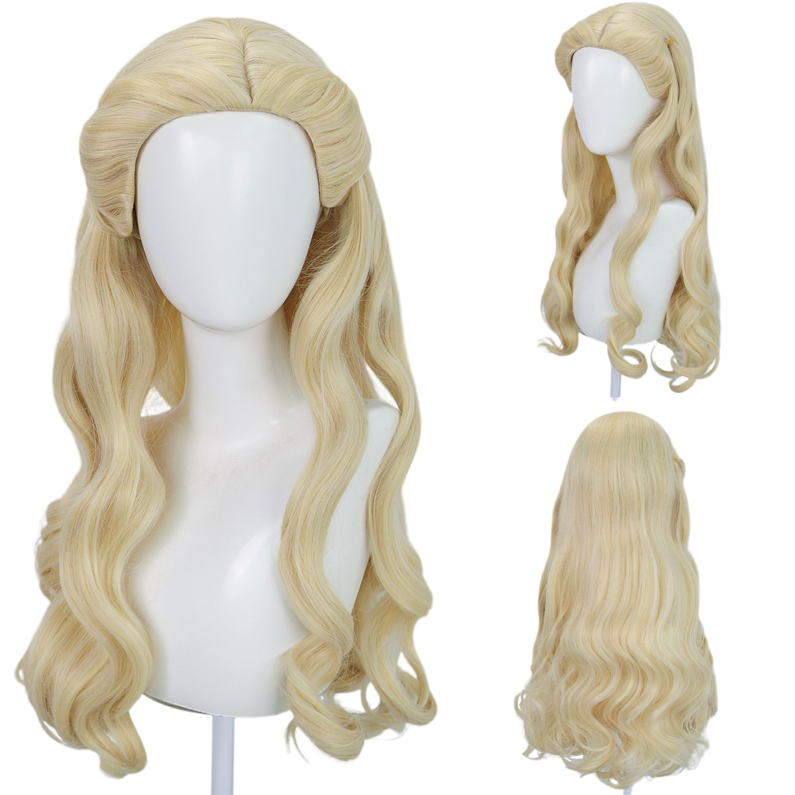 Tan Glinda Cosplay Wig - Wicked Movie (Long Blonde Wavy) (FEVERCOS)