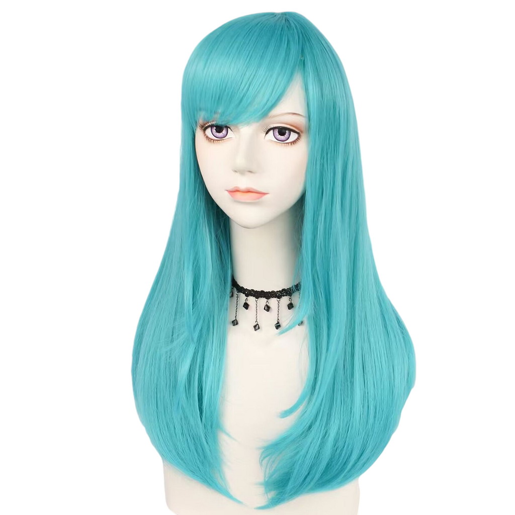 Medium Aquamarine Bulma Cosplay Wig - Dragon Ball (Blue Long Side-Bang) (FEVERCOS)