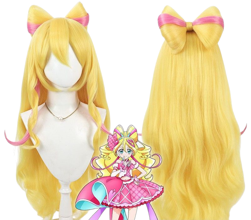 Light Goldenrod Cure Butterfly (Ageha Hijiri) Cosplay Wig - Hirogaru Sky! Delicious Party Pretty Cure (Pink/Purple Mix) (FEVERCOS)