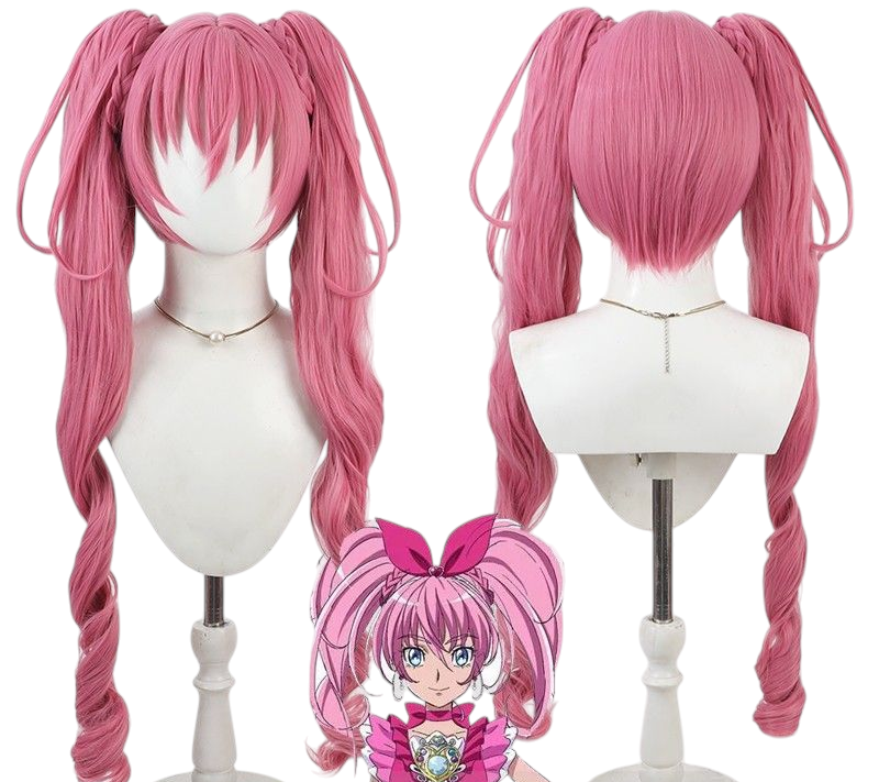 Pale Violet Red Cure Melody (Hibiki Hojo) Cosplay Wig - Suite Precure Delicious Party Pretty Cure (Pink Twin Tails) (FEVERCOS)