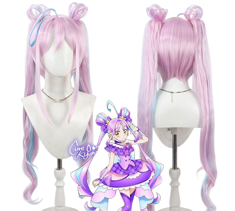 Light Gray Cure Spicy (Kokone Fuwa) Cosplay Wig - Delicious Party Pretty Cure (Blue Circle) (FEVERCOS)