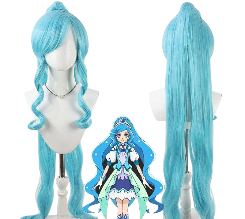 Medium Aquamarine Cure Fontaine (Chiyu Sawaizumi) Cosplay Wig - Healin' Good Precure (Blue) (FEVERCOS)Pretty Cure