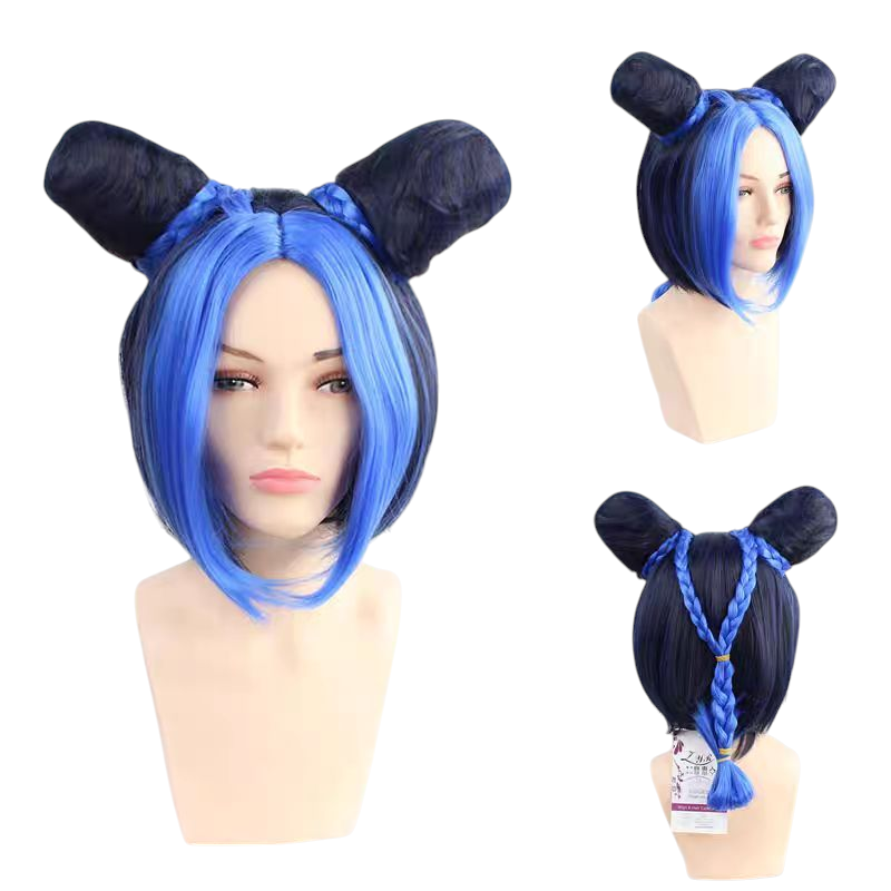 Bisque Jolyne Cujoh (Anime Ver.) Cosplay Wig - JoJo Stone Ocean (Green/Yellow Buns) (FEVERCOS)