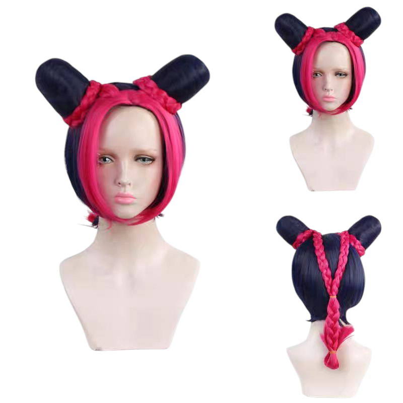 Dark Slate Gray Jolyne Cujoh (Anime Ver.) Cosplay Wig - JoJo Stone Ocean (Green/Yellow Buns) (FEVERCOS)