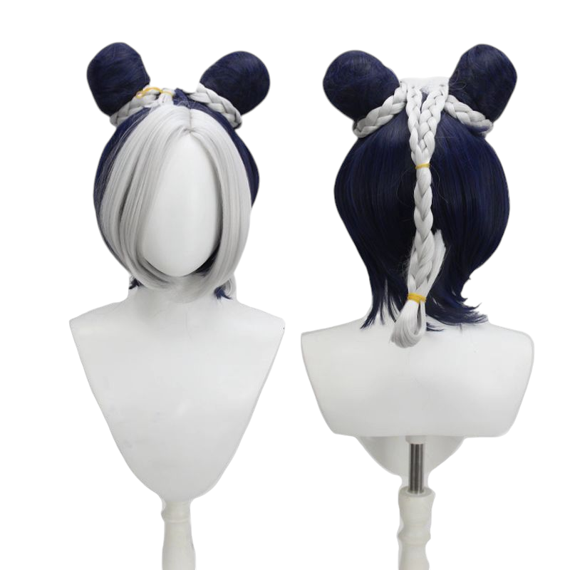 Dark Slate Gray Jolyne Cujoh (Anime Ver.) Cosplay Wig - JoJo Stone Ocean (Green/Yellow Buns) (FEVERCOS)