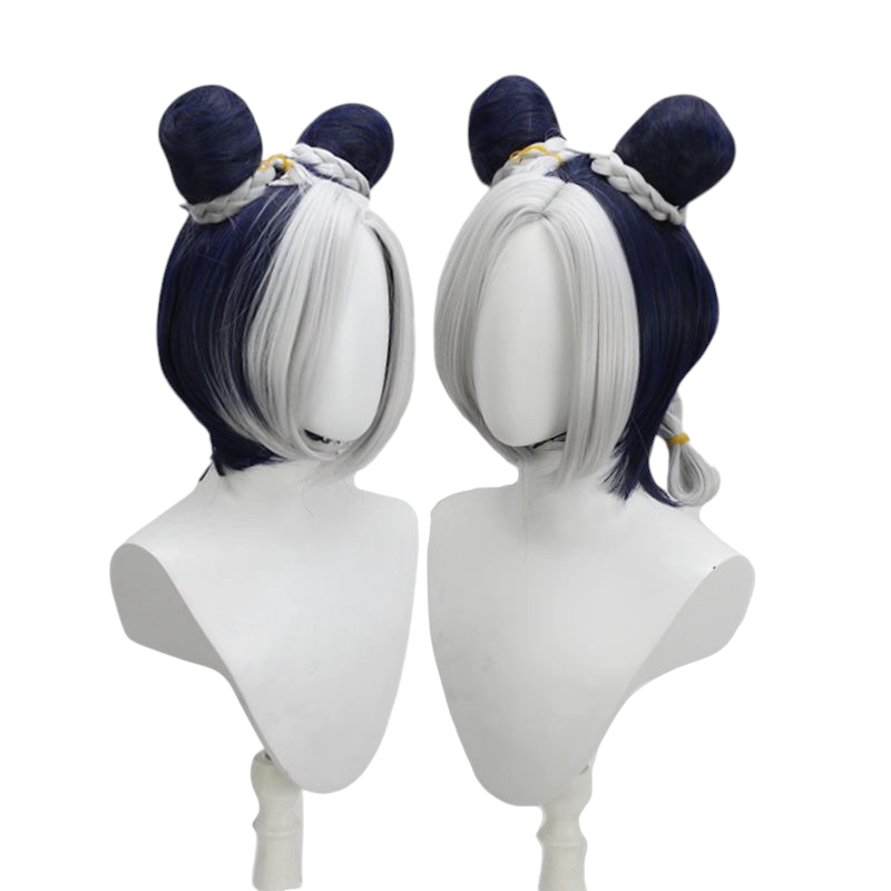 Light Gray Jolyne Cujoh (Anime Ver.) Cosplay Wig - JoJo Stone Ocean (Green/Yellow Buns) (FEVERCOS)