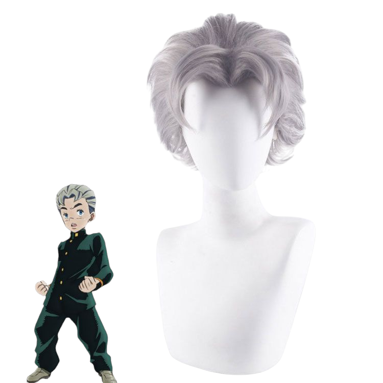 Light Gray Koichi Hirose Cosplay Wig - JoJo Part 4 (Grey Flat Top) (FEVERCOS)