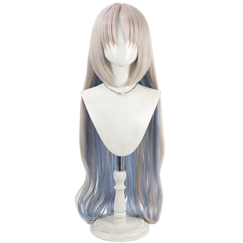Light Gray Verina Cosplay Wig - Wuthering Waves (White/Green/Gold Curls) (FEVERCOS)