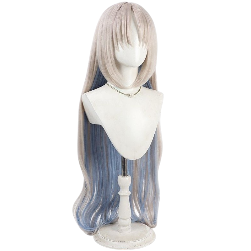 Light Gray Verina Cosplay Wig - Wuthering Waves (White/Green/Gold Curls) (FEVERCOS)