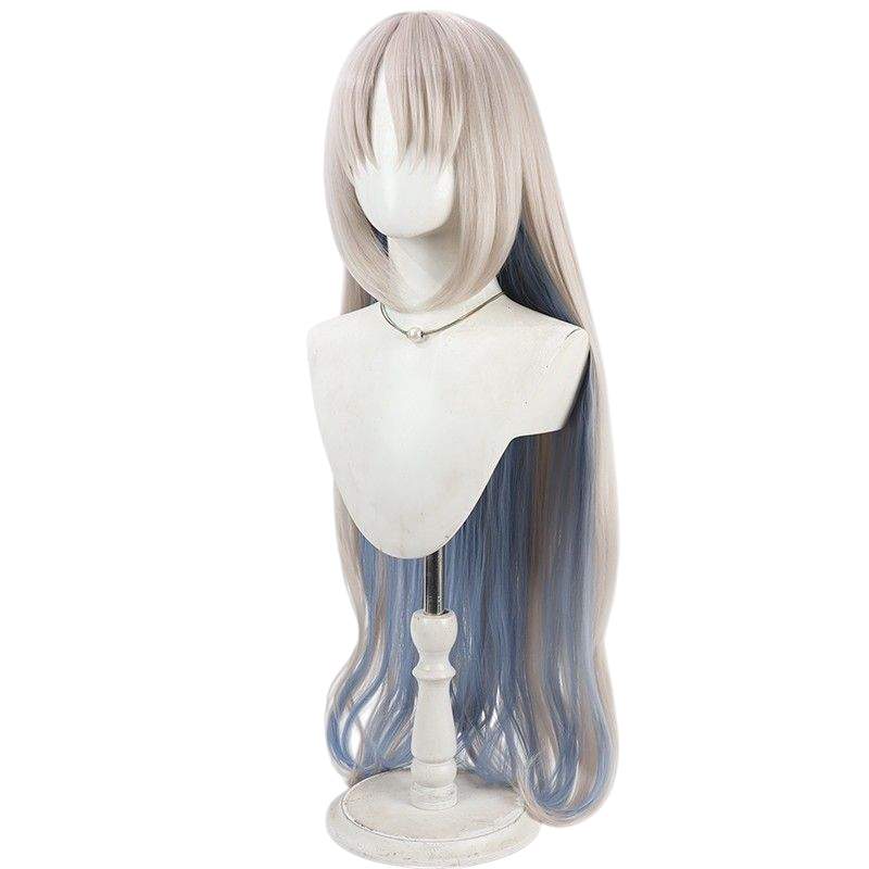 Light Gray Verina Cosplay Wig - Wuthering Waves (White/Green/Gold Curls) (FEVERCOS)