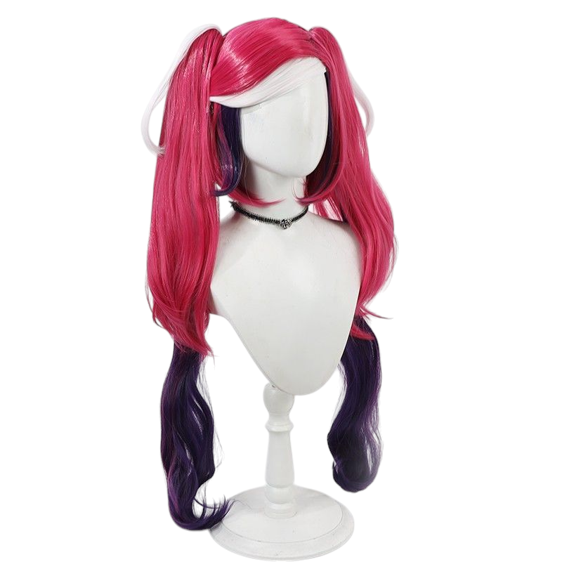 Light Gray Velvette Cosplay Wig - Hazbin Hotel (Red/Black Twin Tails) (FEVERCOS)