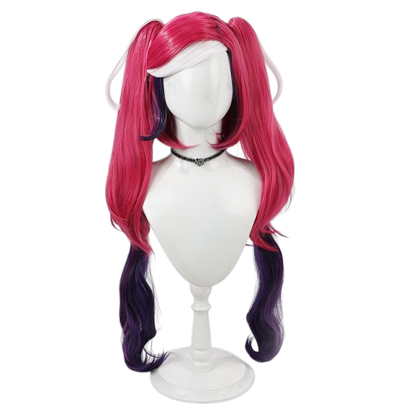 Light Gray Velvette Cosplay Wig - Hazbin Hotel (Red/Black Twin Tails) (FEVERCOS)